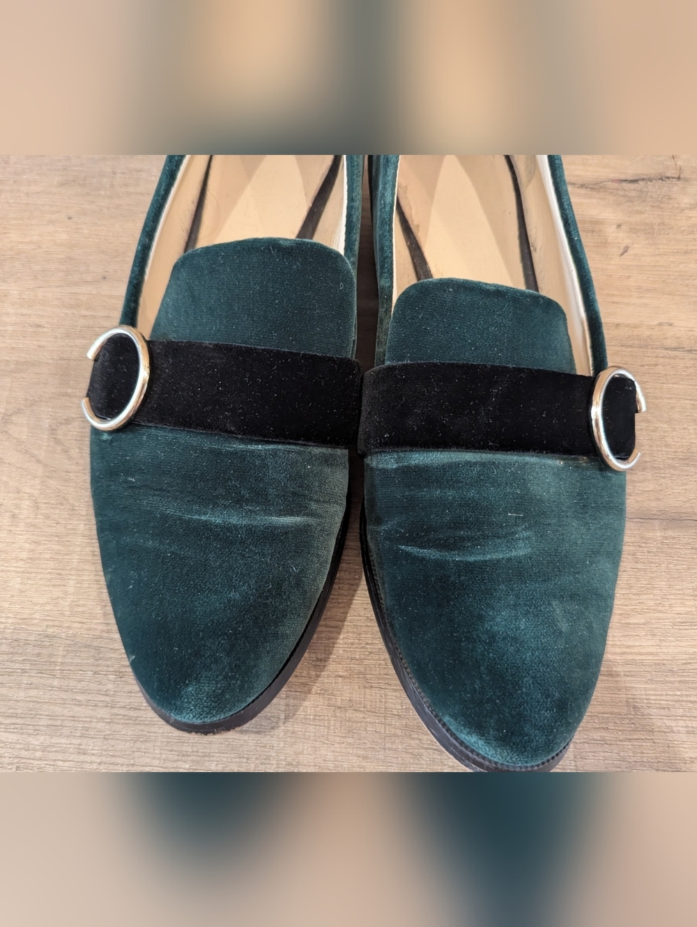 Nine West Green Velvet Loafer Flats Women's Shoes - Picture 4 of 7